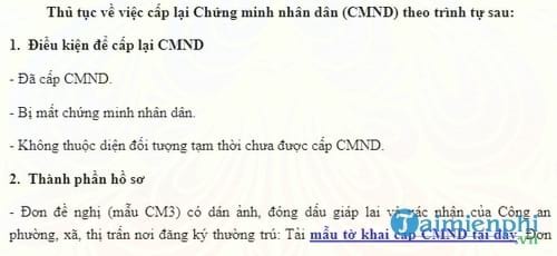 thu tuc cap lai chung minh nhan dan