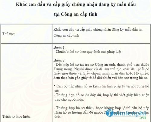 thu tuc khac con dau va cap giay chung nhan dang ky mau dau tai cong an cap tinh