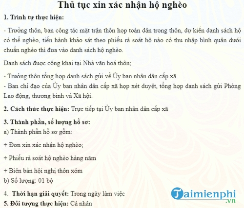 thu tuc xac nhan ho ngheo