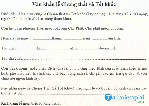 van cung le chung that va tot khoc