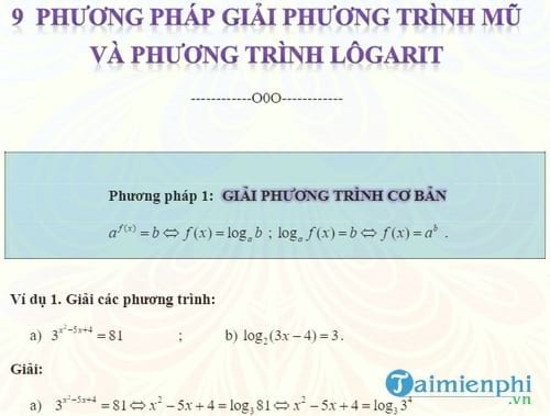9 phuong phap giai phuong trinh mu va phuong trinh logarit