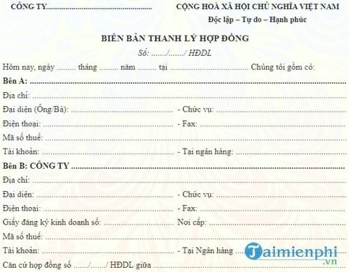 bien ban thanh ly hop dong du lich