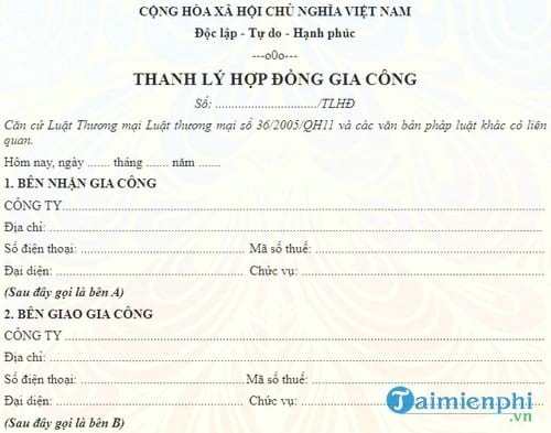 bien ban thanh ly hop dong gia cong