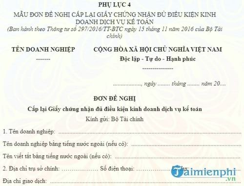 don de nghi cap lai giay chung nhan du dieu kien kinh doanh kiem toan