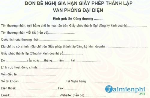 don xin gia han giay phep hoat dong van phong dai dien