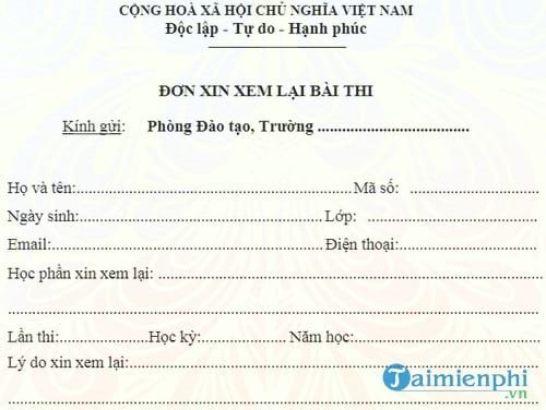 don xin xem lai bai thi