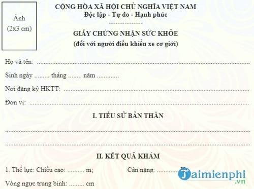 giay chung nhan suc khoe quan su