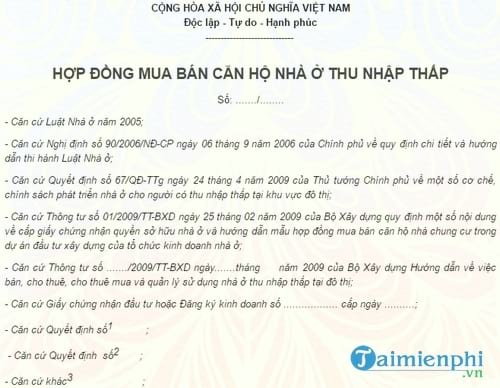 hop dong mua ban can ho nha o thu nhap thap
