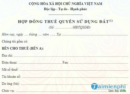 hop dong thue quyen su dung dat