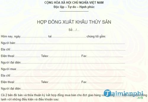 hop dong xuat khau thuy san