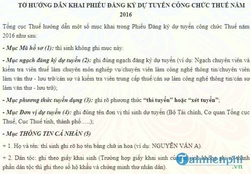 huong dan khai phieu dang ky du tuyen cong chuc thue nam 2017