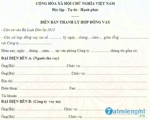 mau bien ban thanh ly hop dong vay tai san