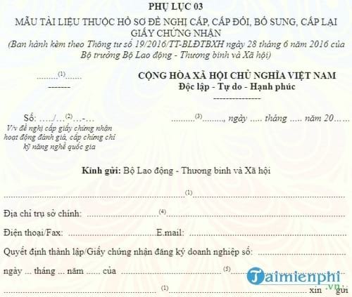 mau don de nghi cap giay chung nhan chung chi ky nang nghe quoc gia