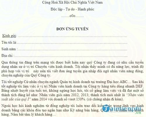 mau don xin viec vi tri nhan vien sales