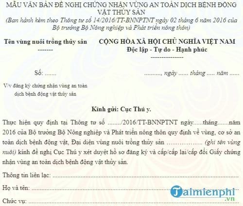 mau giay chung nhan vung an toan dich benh dong vat thuy san