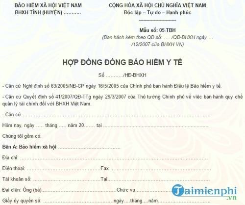 mau hop dong dong bao hiem y te