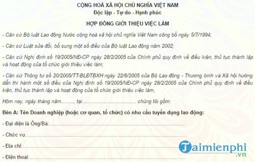 mau hop dong gioi thieu viec lam