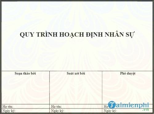 quy trinh hoach dinh nhan su