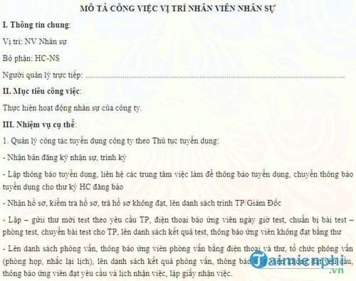 bang mo ta cong viec nhan vien nhan su