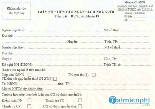 giay nop tien vao ngan sach nha nuoc