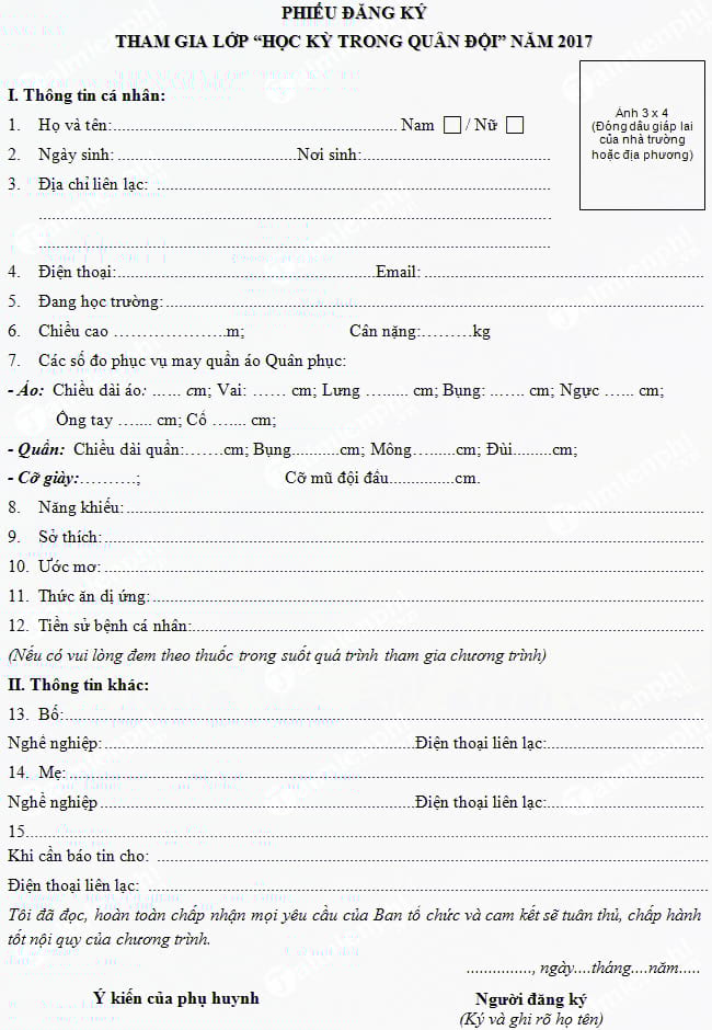 mau phieu dang ky tham gia lop hoc ky trong quan doi nam 2017