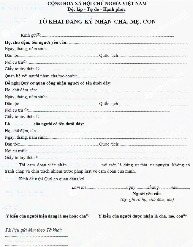 mau to khai dang ky viec nhan cha me