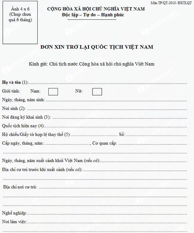 don xin tro lai quoc tich viet nam