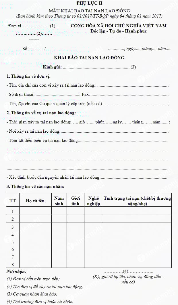 mau khai bao tai nan lao dong