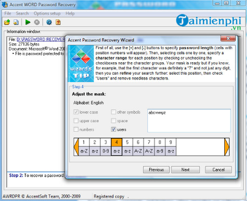 accent word password recovery