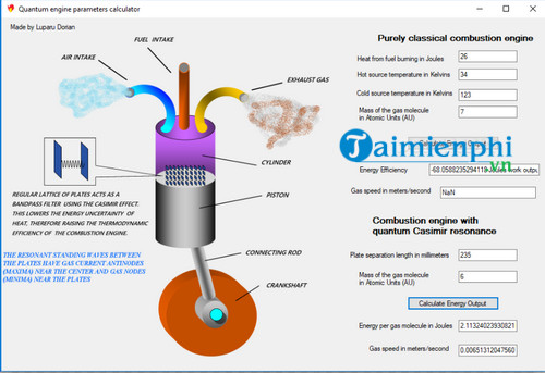 quantum engine parameters calculator