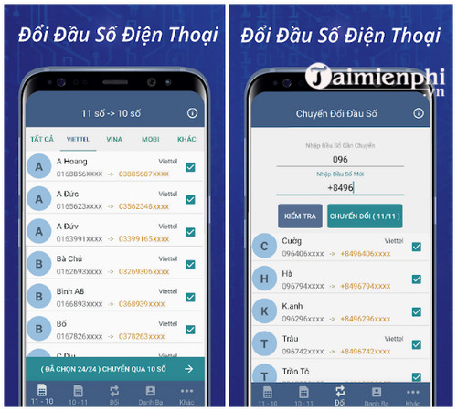 doi dau so cap nhat danh ba