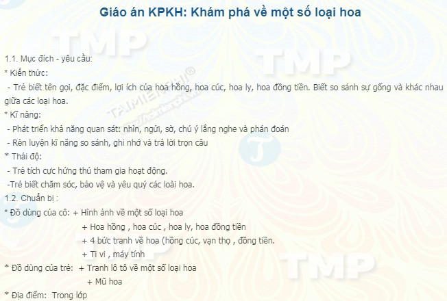 giao an kpkh kham pha ve mot so loai hoa