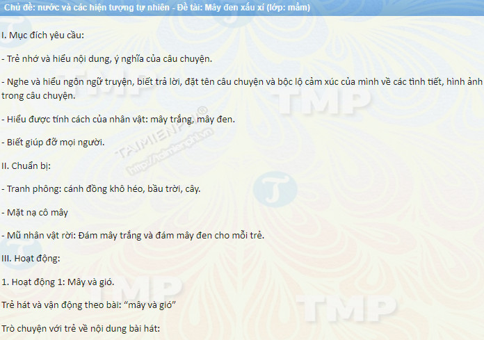 giao an truyen dam may den xau xi