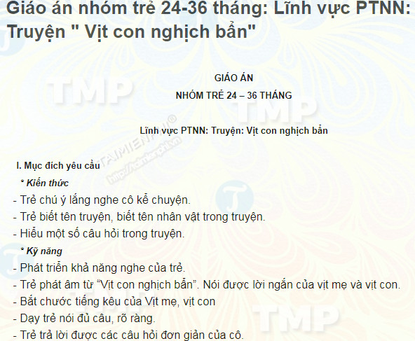 giao an truyen vit con nghich ban