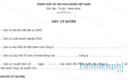 download mau cong van uy quyen