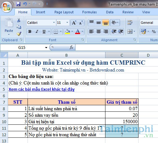 Bai mau ham CUMPRINC