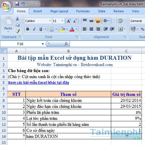 Bai mau ham DURATION