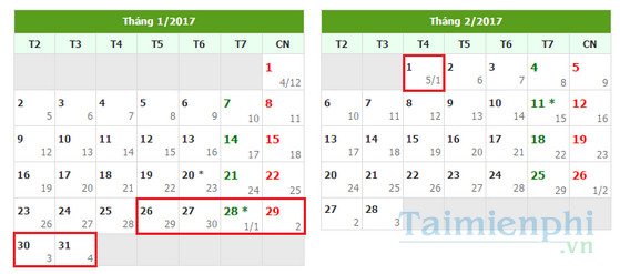 lich nghi tet am lich 2017