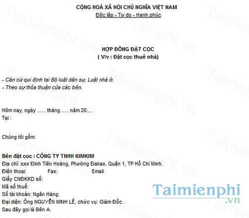 download hop dong dat coc tien thue