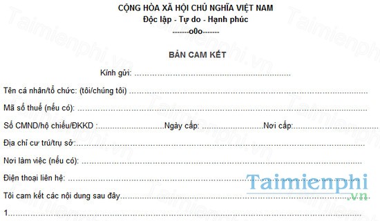 download mau bien ban cam ket