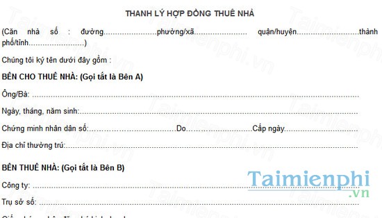 download mau bien ban thanh ly hop dong thue nha