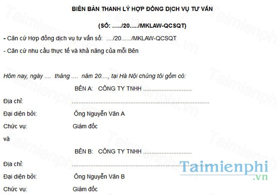 download mau bien ban thanh ly hop dong tu van