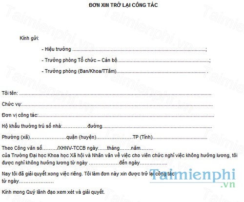 download mau don xin tro lai cong tac