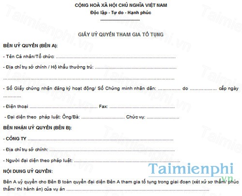 download mau giay uy quyen tham gia to tung