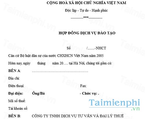 download mau hop dong dich vu dao tao