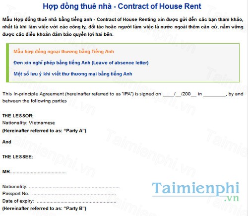 download mau hop dong thue nha bang tieng anh