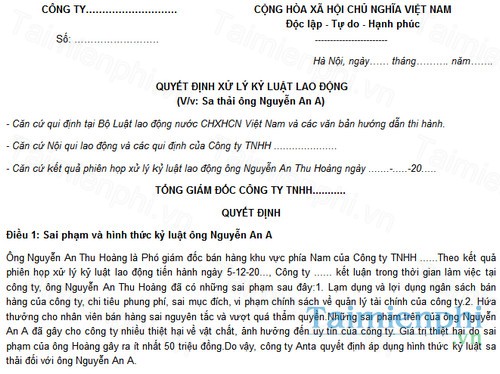 download mau quyet dinh sa thai nhan vien