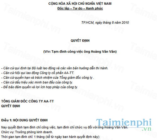 download mau quyet dinh tam dinh chi cong tac