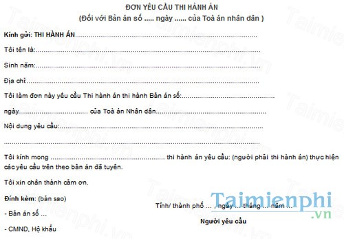 download don yeu cau thi hanh an