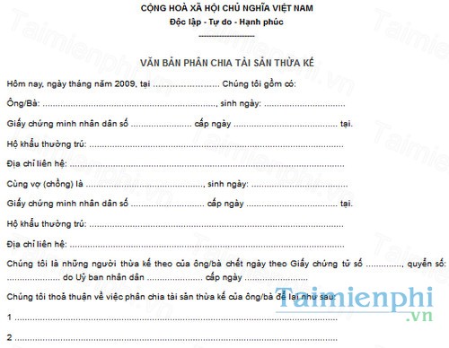 download mau an ban phan chia tai san thua ke